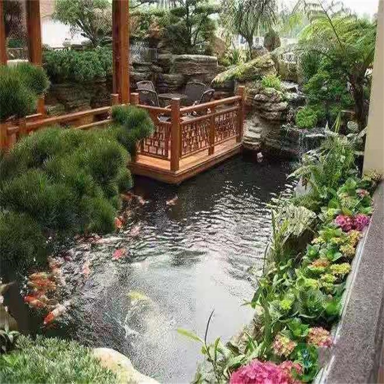 雁峰庭院设计鱼池假山建造图